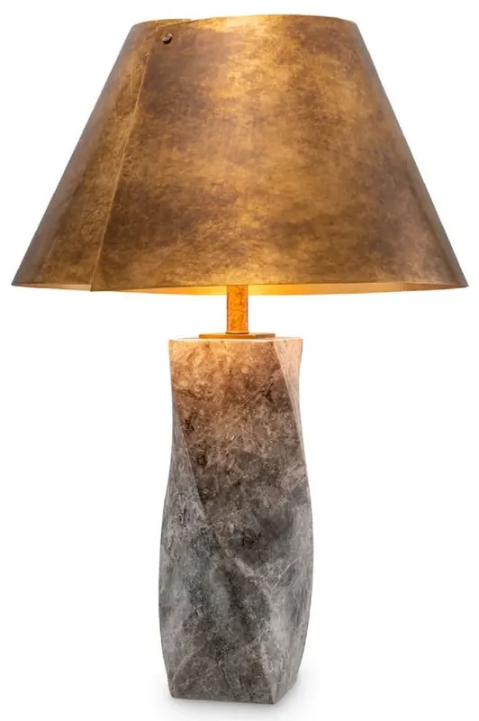 Bestpreis Casa Padrino lampe de table de luxe en marbre avec abat-jour en métal gris / laiton antique Ø 53 x H. 78 cm