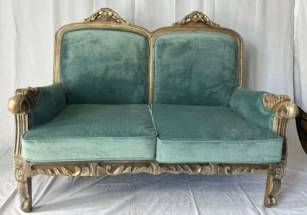 Finale Aktion Casa Padrino canapé de salon baroque de luxe vert / marron 120 cm - Meubles de style baroque