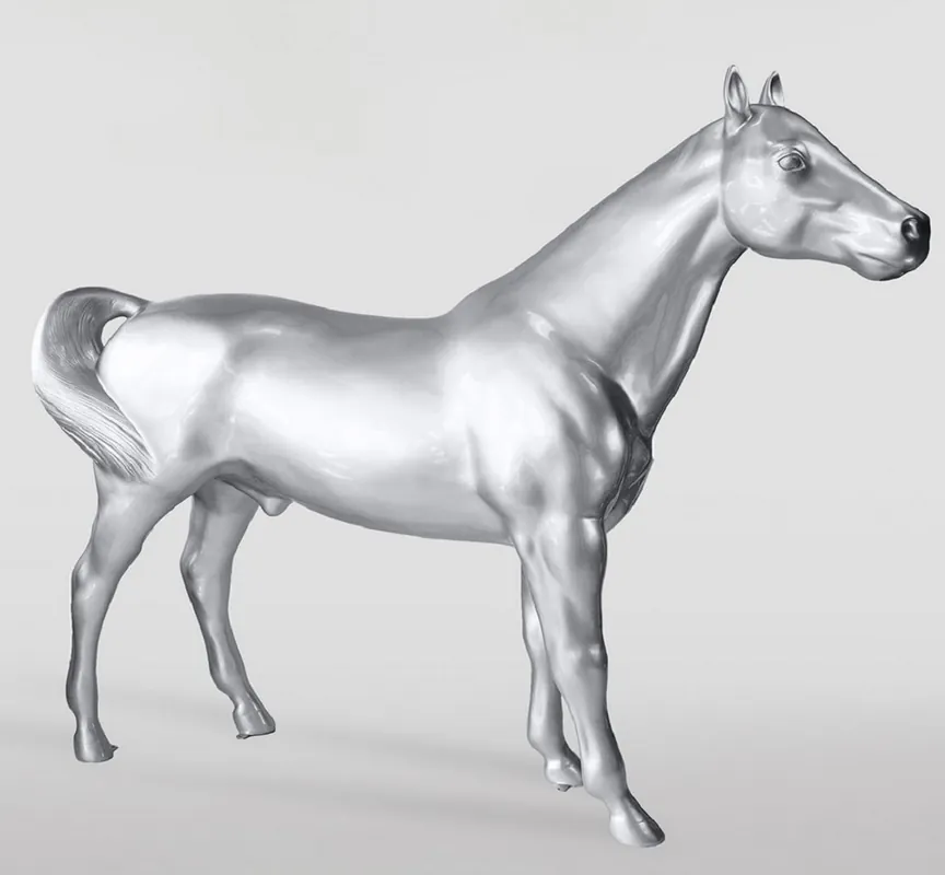 Bestpreis Casa Padrino sculpture décorative XXL cheval argent 245 cm - Figurine de jardin grandeur nature