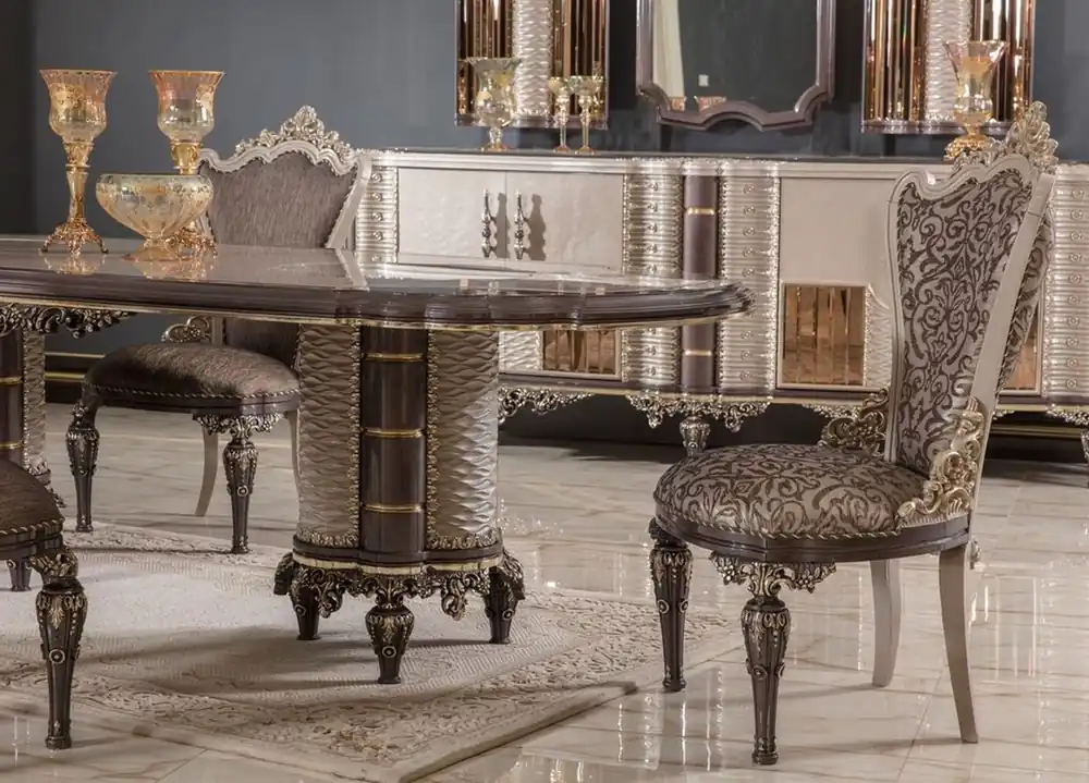 Casa Padrino ensemble de 6 chaises de salle à manger baroque de luxe gris / marron / or H. 110 cm - Meubles de salle à manger baroques Sonderangebot