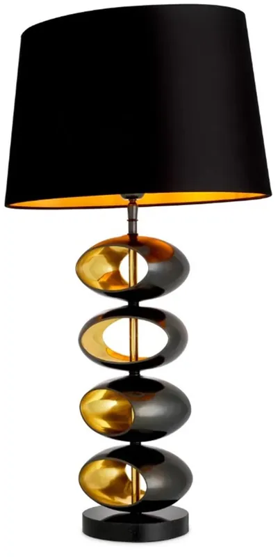 Zertifiziert Casa Padrino lampe de table de luxe avec abat-jour en noir / or Ø 16 x H. 69 cm