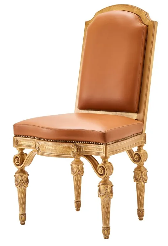 Schneller Versand Casa Padrino chaise de salle à manger baroque de luxe en cuir véritable marron / naturel - Meubles baroques - Fabriqué en Italie