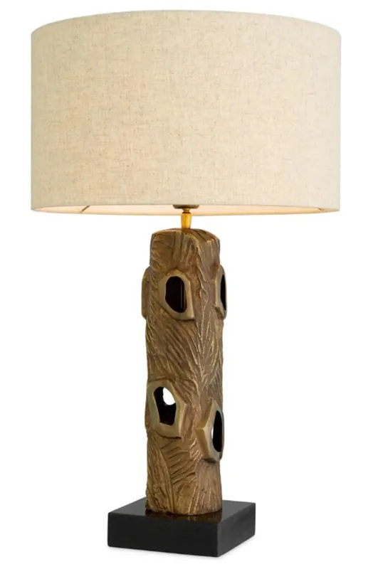 Lampe de table de luxe Casa Padrino finition aspect laiton vintage / base en granit noir Ø 45 cm x H. 74,5 cm Super-Preis