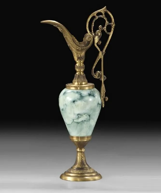 Must-Have Casa Padrino vase baroque de luxe en forme de pichet à vin laiton antique / vert H. 37 cm - Accessoires de décoration baroques