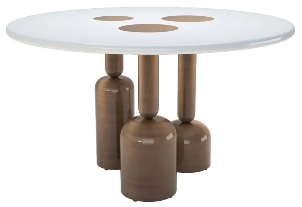 Casa Padrino table de salle à manger de luxe blanc / bronze Ø 150 cm - Meubles d'hôtel & restaurant de luxe Versand Am Gleichen Tag
