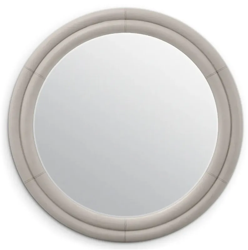 Miroir de luxe Casa Padrino aspect cuir gris clair Ø 120 cm Angebot
