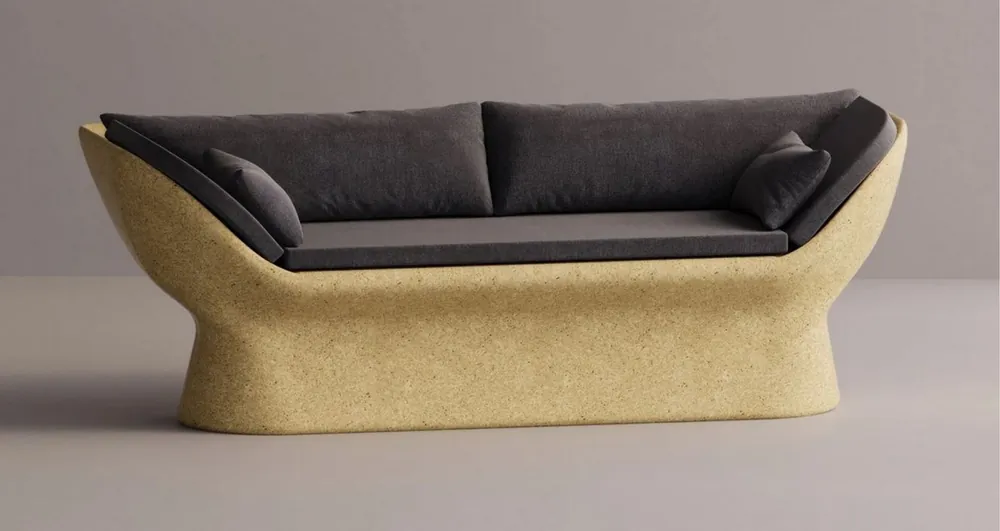 Preiswert Casa Padrino canapé de luxe anthracite / jaune 200 cm - Canapé en béton résistant aux intempéries