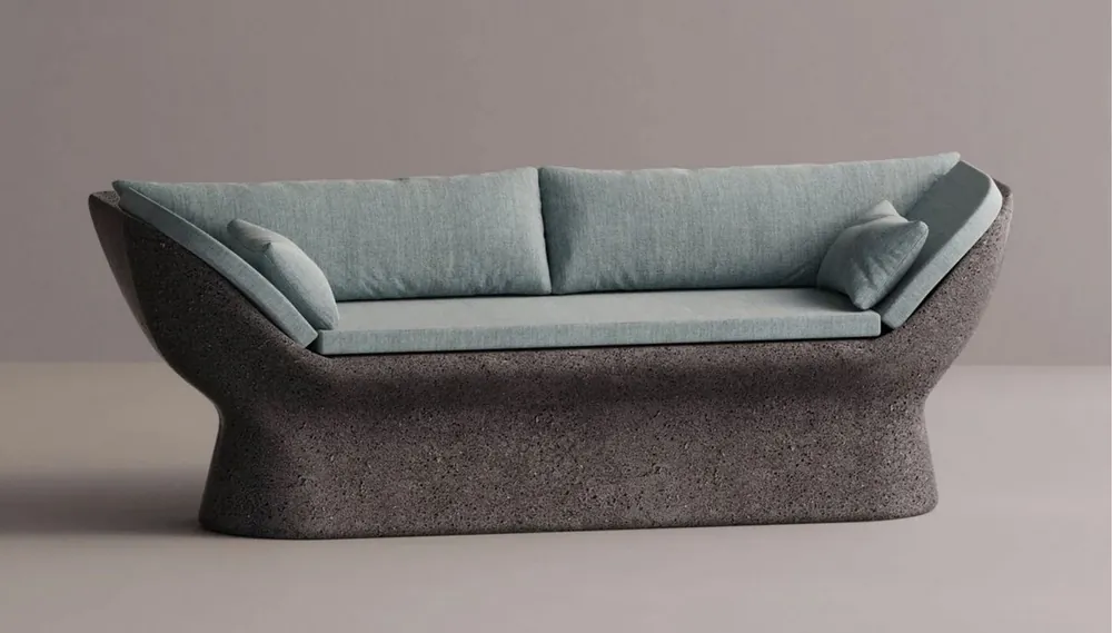 Preisreduziert Casa Padrino canapé de luxe bleu clair / anthracite 200 cm - Canapé en béton résistant aux intempéries
