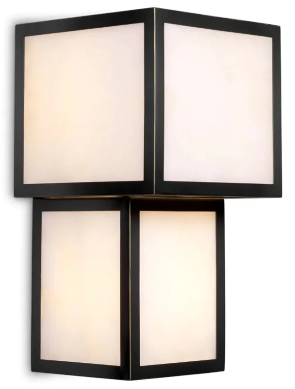 Casa Padrino applique de luxe finition noire / albâtre L. 22 cm x P. 22cm x H. 41 cm - Luxury Lights Sofort Bestellen