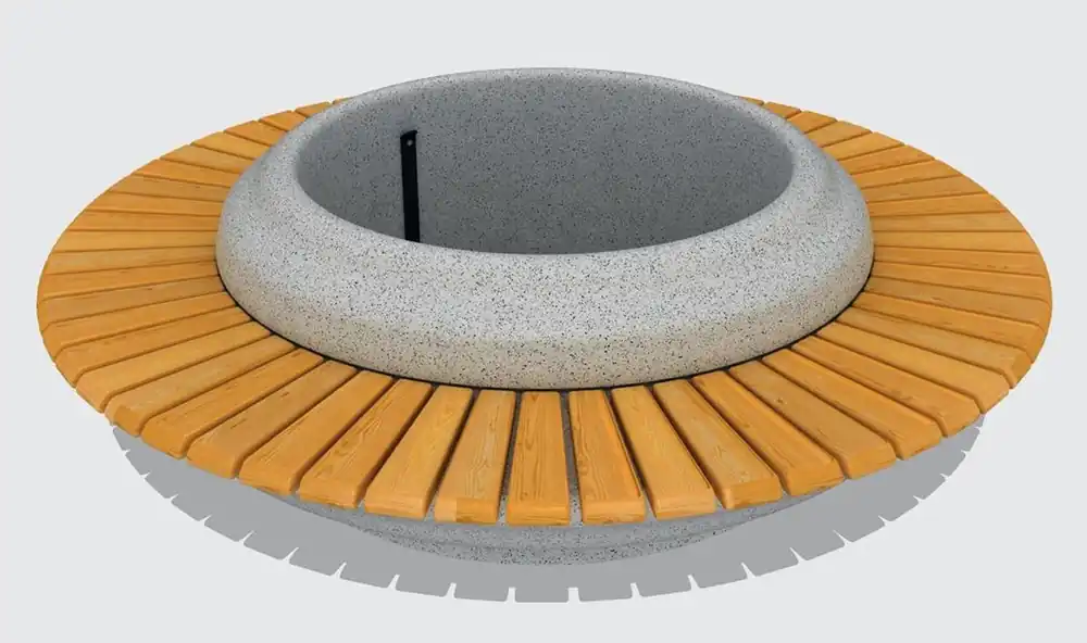 Knallerangebot Casa Padrino banc de parc - Banc de ville rond avec pot de fleurs naturel / gris Ø 220 cm - Meubles d'extérieur et de parc