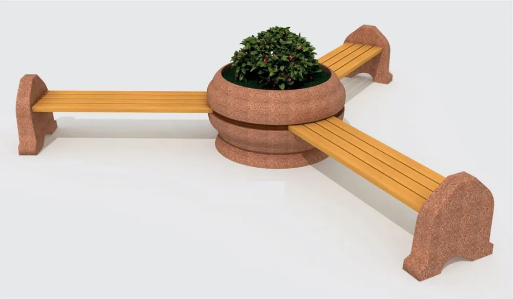 Angebot Casa Padrino banc de parc - Banc de ville 3 places avec pot de fleurs naturel / marron Ø 340 cm - Meubles d'extérieur et de parc