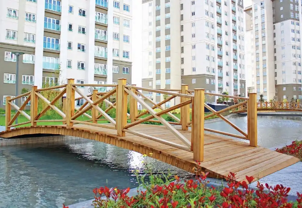 Casa Padrino pont de luxe en bois massif avec balustrade naturel 504 cm - Meubles de jardin & parc Must-Have