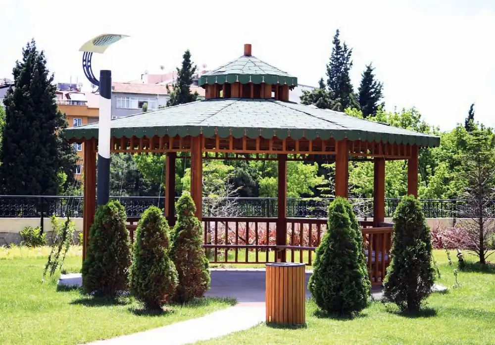 Schnäppchen Casa Padrino pavillon avec bancs marron / vert 600 x 600 x H. 410 cm - Meubles de jardin & parc