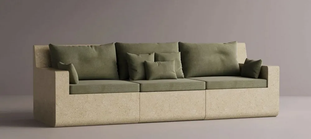 Casa Padrino canapé de luxe vert / crème 270 cm - Canapé modulable en béton résistant aux intempéries Preiswert