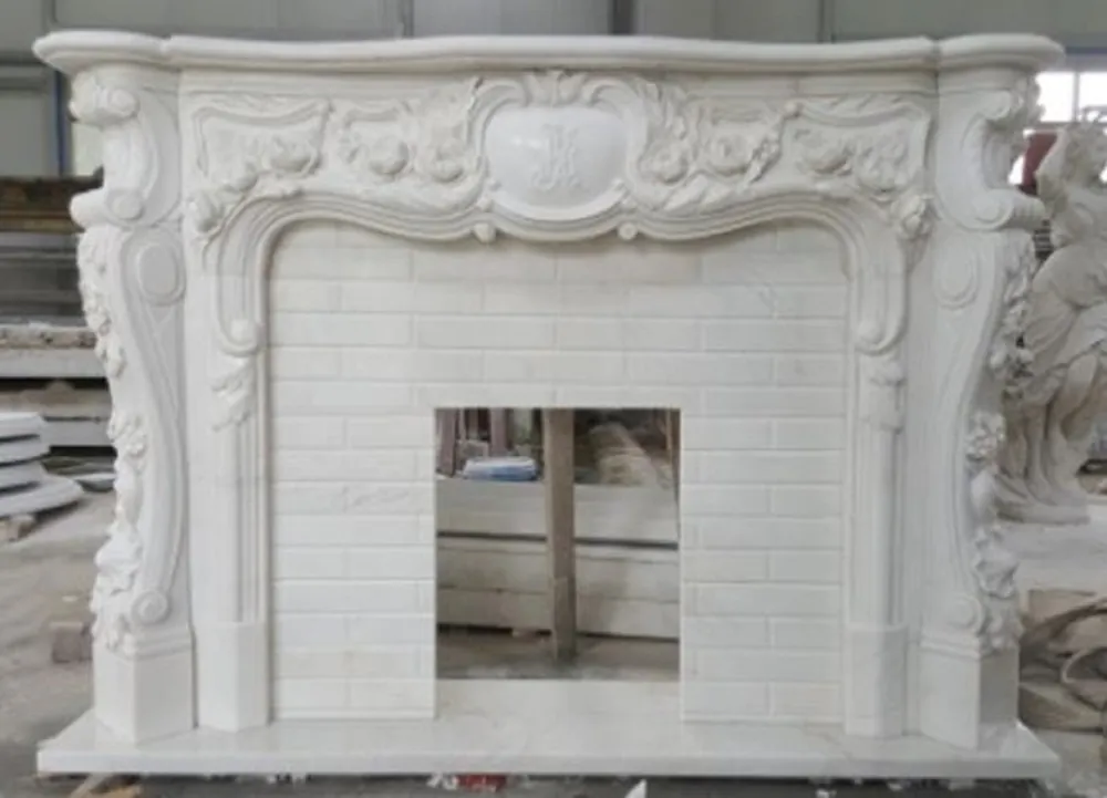 Casa Padrino cadre de cheminée baroque de luxe en marbre blanc 180 x H. 140 cm Markenware