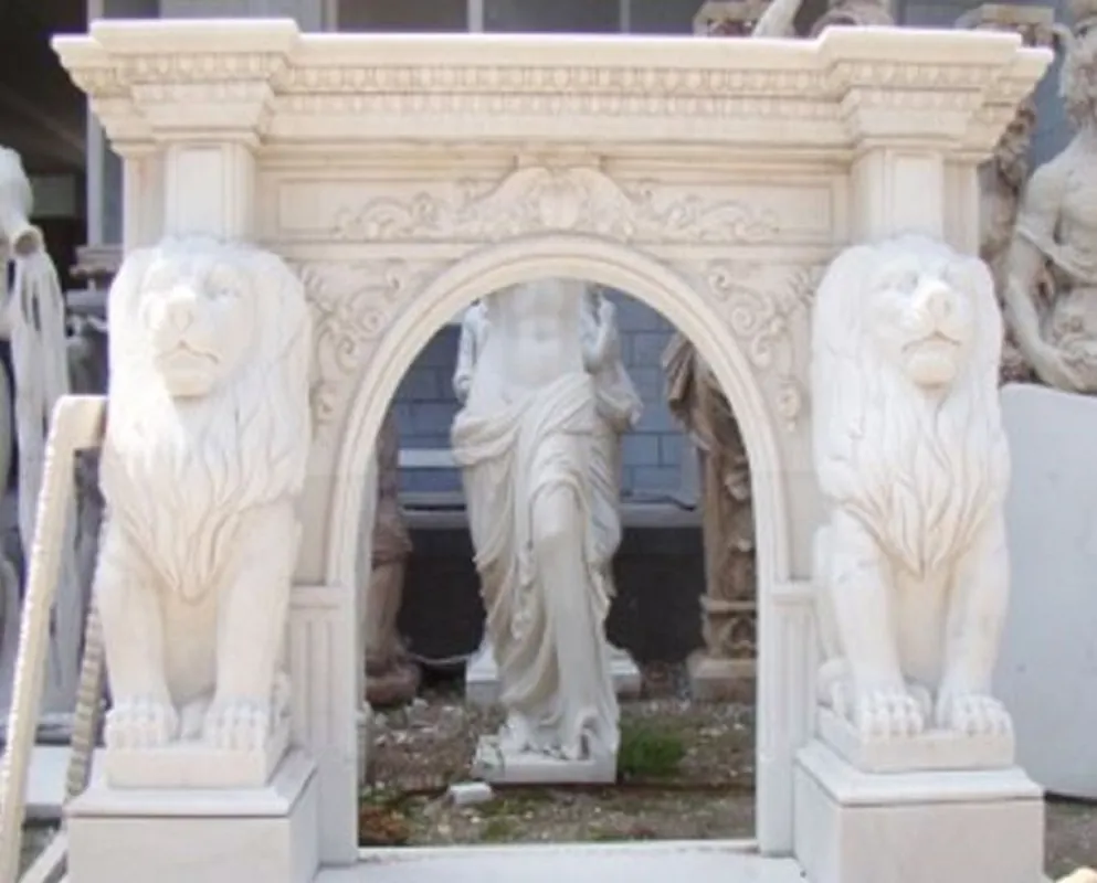 Garantierte Lieferung Casa Padrino cadre de cheminée baroque de luxe en marbre blanc 203 x H. 145 cm - Meubles baroques