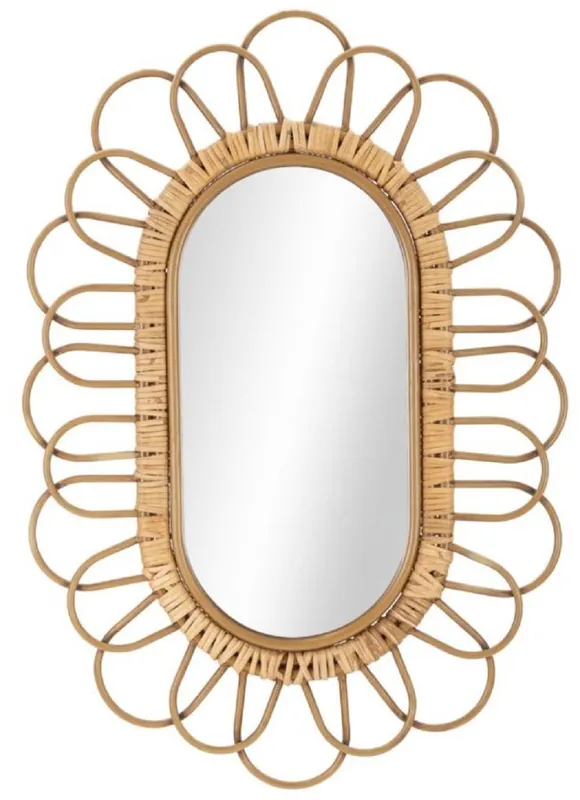 Casa Padrino miroir de luxe naturel H. 80 cm - Miroir mural avec tissage en rotin Highlight