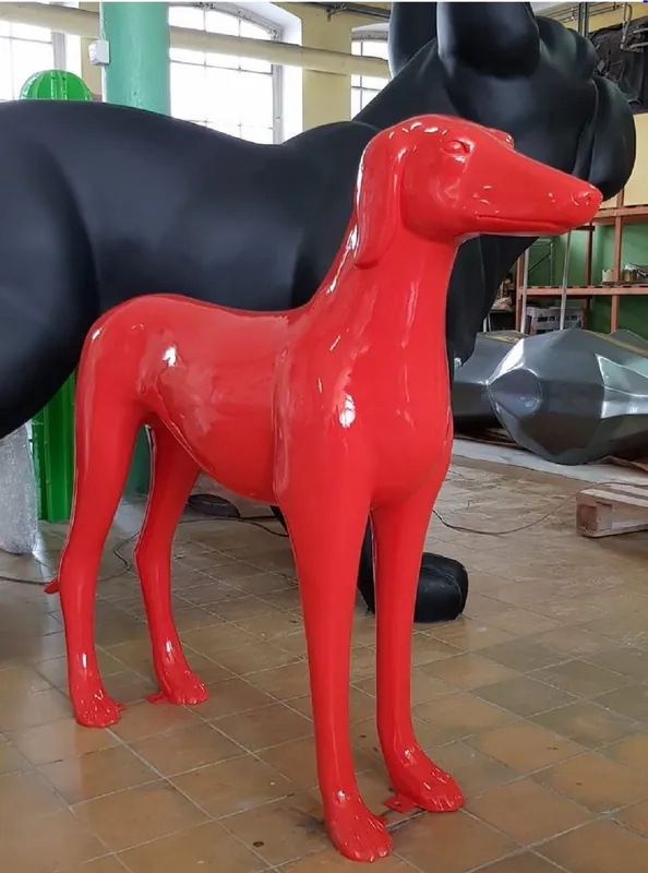 Ausverkauf Casa Padrino sculpture décorative XXL lévrier rouge 110 cm - Décoration de salon et jardin