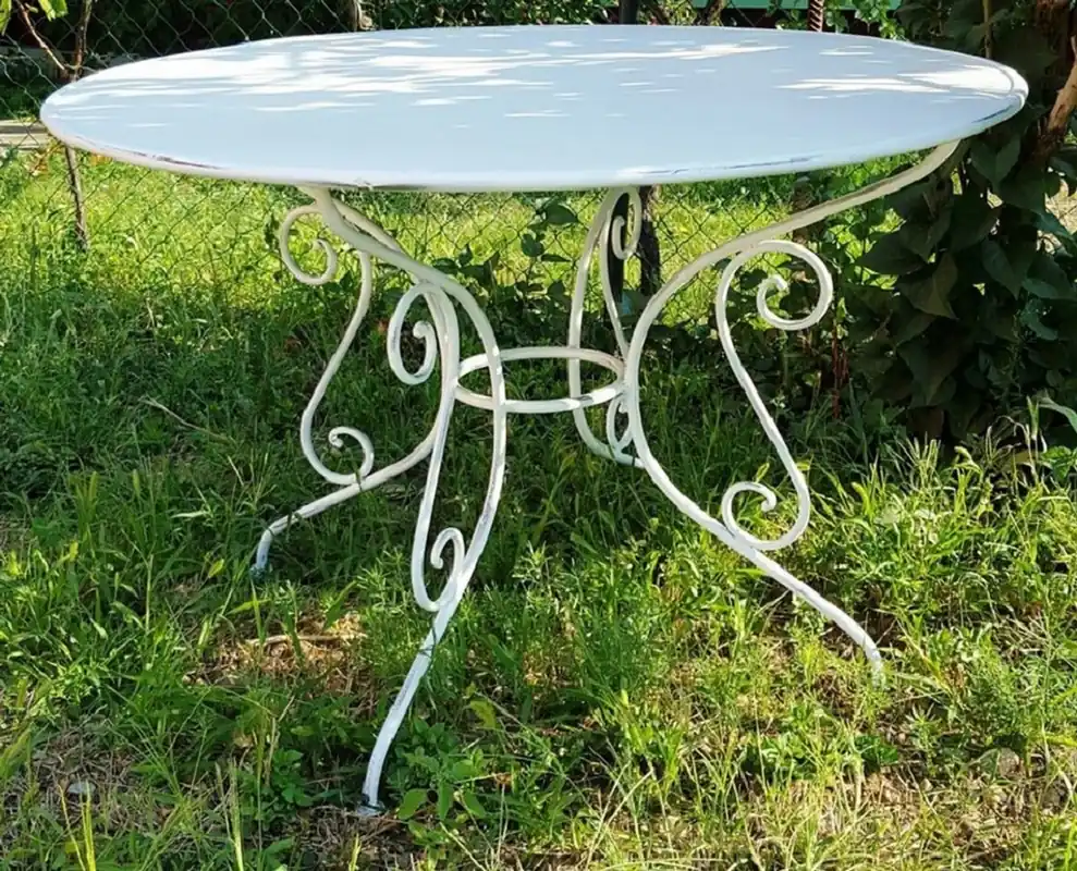 Preiswert Casa Padrino table de jardin Art Nouveau blanc Ø 120 x H. 70 cm - Meubles de jardin nostalgique