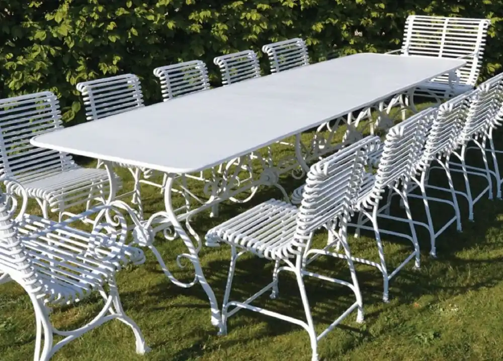 Sichere Zahlung Casa Padrino table à manger de jardin Art Nouveau blanc 300 x 120 cm - Meubles de jardin nostalgique