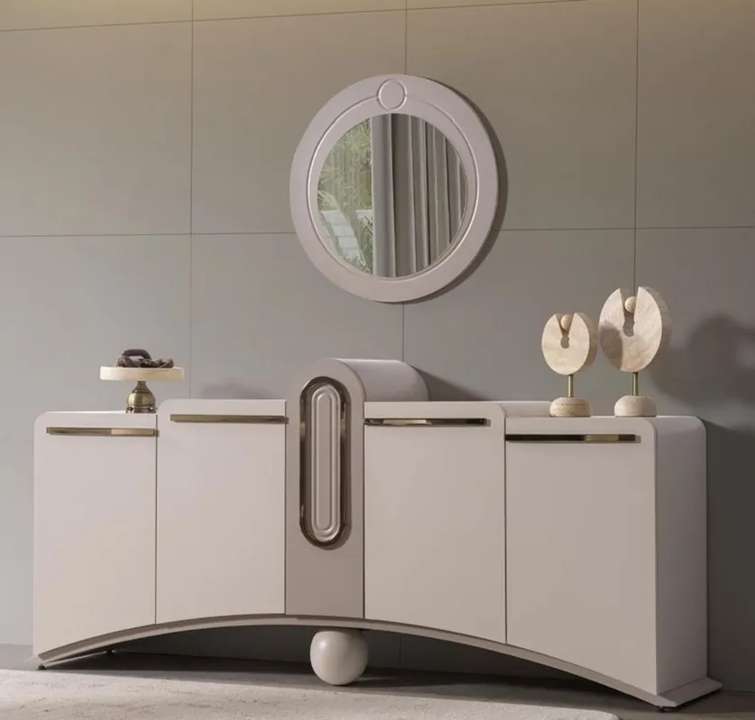 Jetzt Kaufen Casa Padrino buffet de luxe avec miroir mural gris clair / gris / or - Meubles de luxe