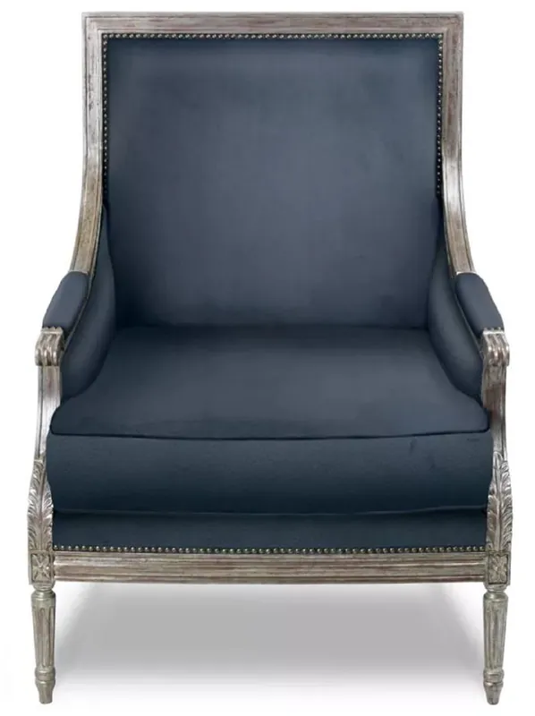 Casa Padrino fauteuil de salon baroque de luxe bleu / argent antique - Meubles de salon baroques Beliebt