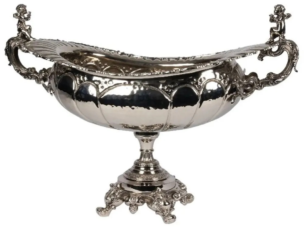 Casa Padrino bol décoratif baroque en laiton argent 75 x 41 x H. 52 cm - Accessoires de décoration baroques Sichere Zahlung