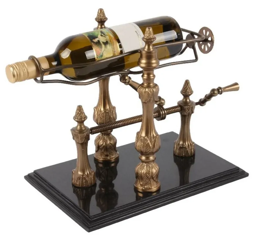 Preiswert Casa Padrino support à vin Art Nouveau or / noir 40 cm - Support à bouteilles de vin avec socle en marbre