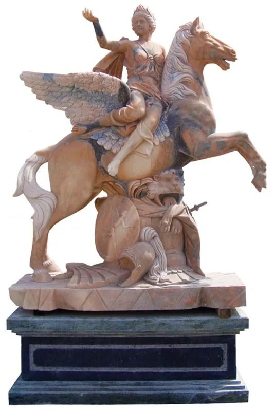 Casa Padrino sculpture en marbre de style antique côté gauche beige / bleu H. 260 cm - Immense figure de jardin Schneller Versand