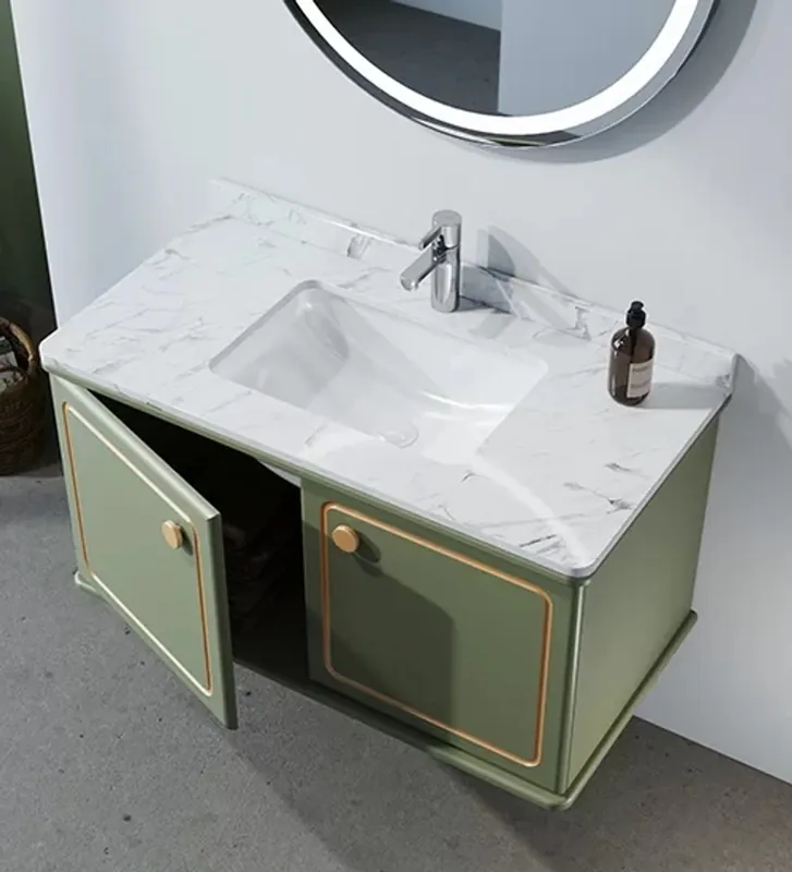 Preiswert Casa Padrino ensemble de salle de bain de luxe vert / or avec dessus en marbre - mobilier de salle de bain d'hôtel