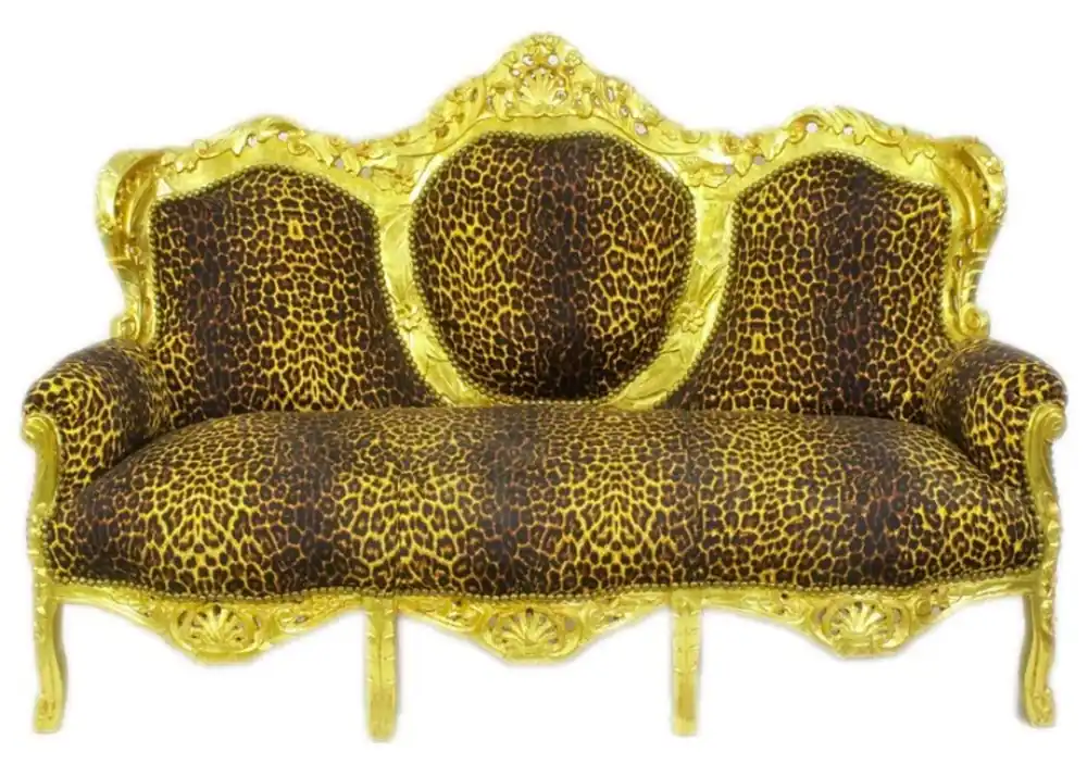 Casa Padrino Canapé Lounge Baroque King Léopard / Or - Salon Wochenendangebot
