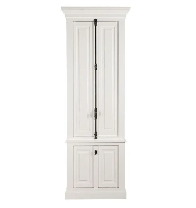 Schneller Versand Casa Padrino en bois massif en bois blanc avec un espace de rangement spacieux 48 x 88 x 245 cm avec 4 portes