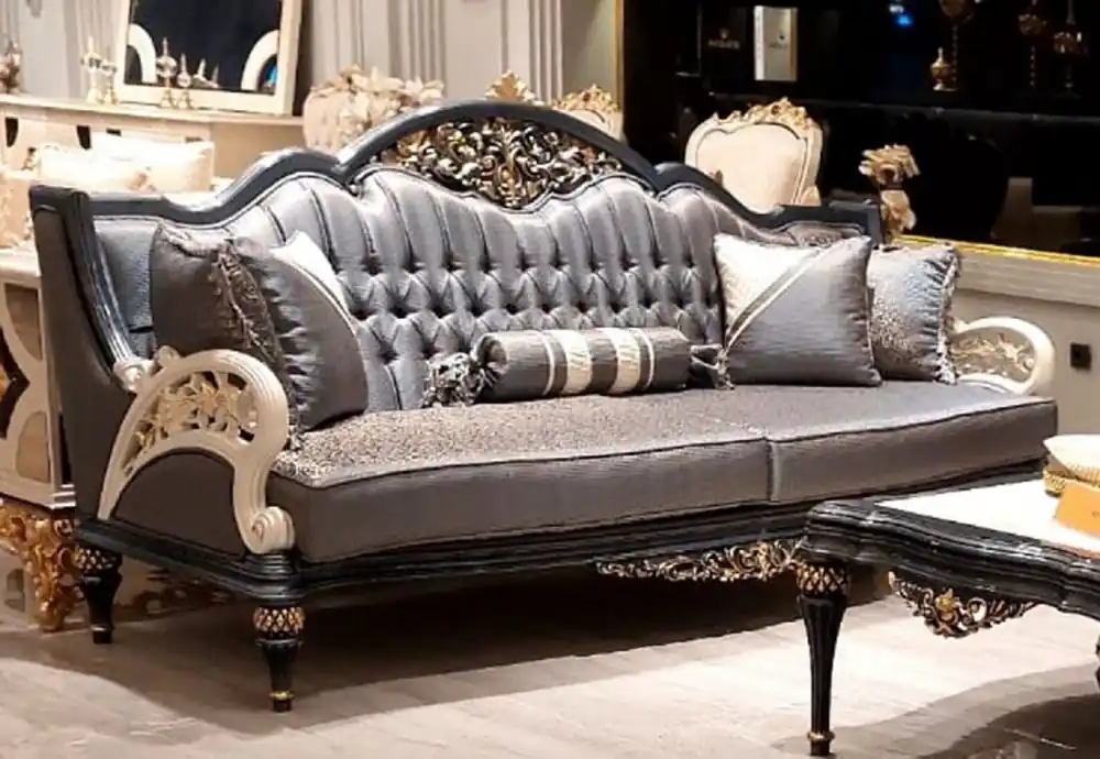 Wochenendangebot Casa Padrino canapé de salon baroque de luxe gris / blanc / or 226 cm - Meubles de salon baroques