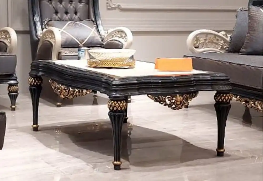 Nur Für Kurze Zeit Casa Padrino table basse baroque de luxe blanc / gris / or 117 cm - Meubles de salon de style baroque
