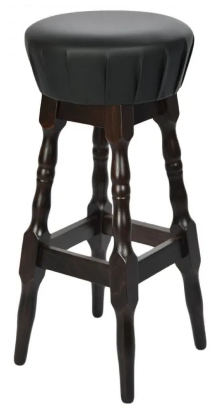 Markenware Casa Padrino tabouret de bar Art Nouveau noir / marron foncé H. 80 cm - Chaise de bar ronde en cuir artificiel