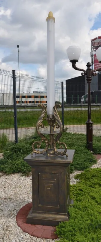 Casa Padrino lampe de jardin baroque bronze antique / blanc H. 219,5 cm - Lampadaire d'extérieur de style baroque Solange Der Vorrat Reicht