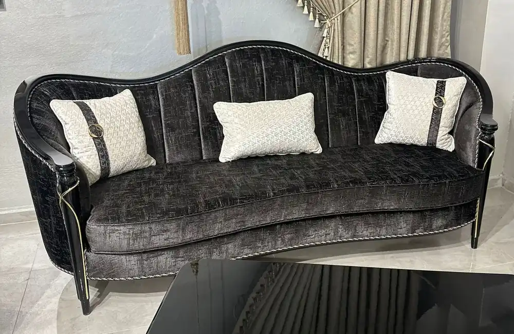 Casa Padrino canapé de salon baroque de luxe noir / or 250 cm - Magnifique meubles baroques Top-Seller