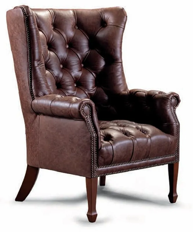 Günstig Casa Padrino fauteuil à oreilles Chesterfield de luxe en cuir véritable marron - Meubles en cuir