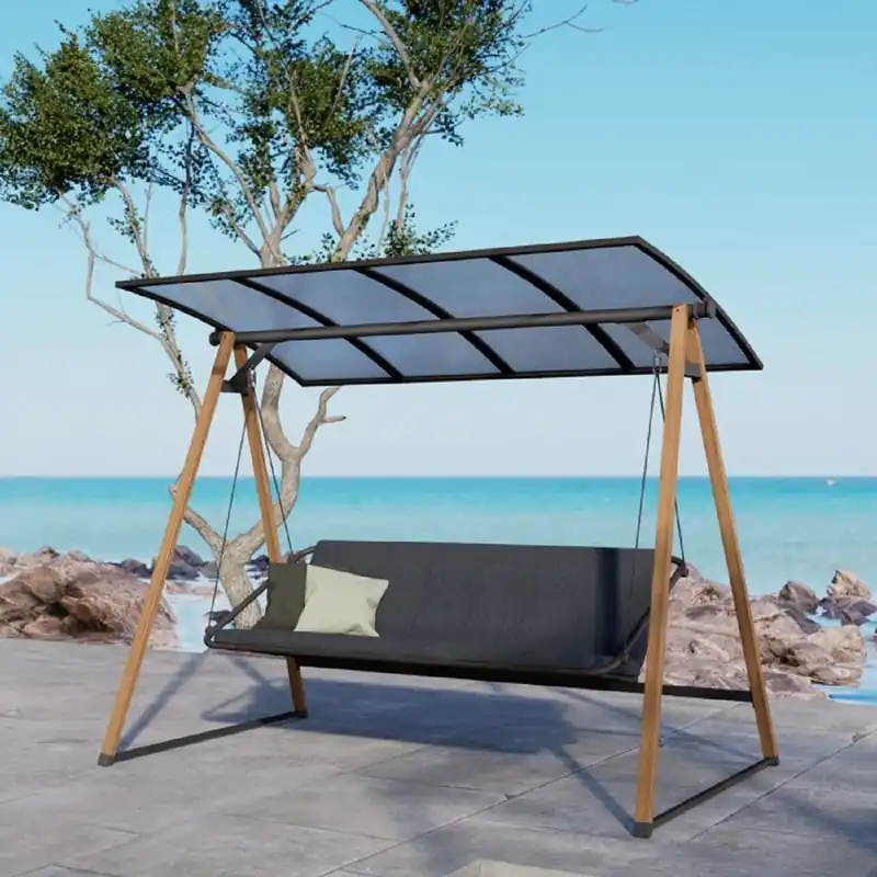 Direkt Vom Hersteller Casa Padrino balançoire Hollywood de luxe gris / marron - Balançoire de jardin avec auvent