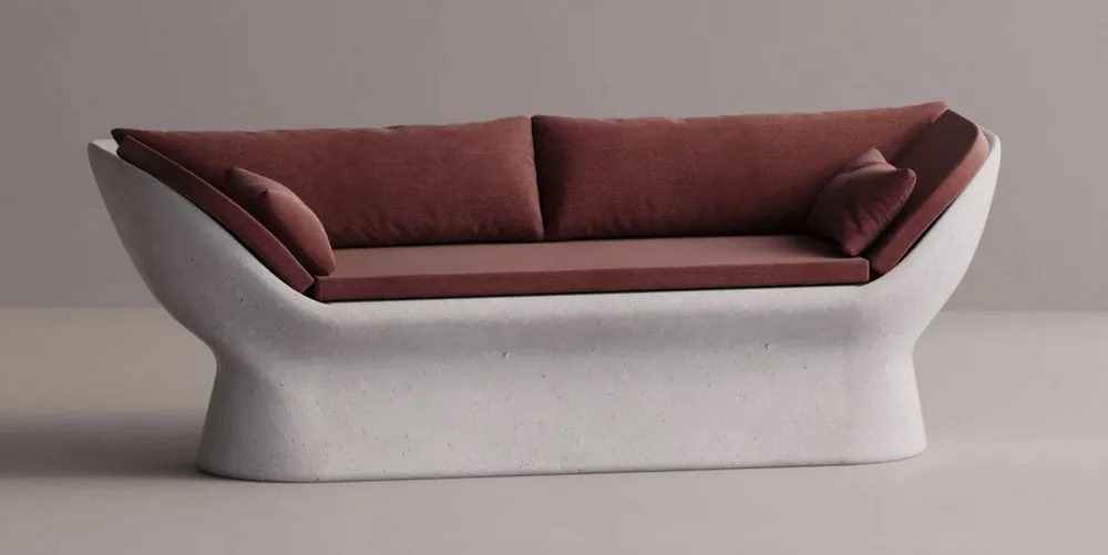 Neue Ware Casa Padrino canapé de luxe rouge / blanc 200 cm - Canapé en béton résistant aux intempéries
