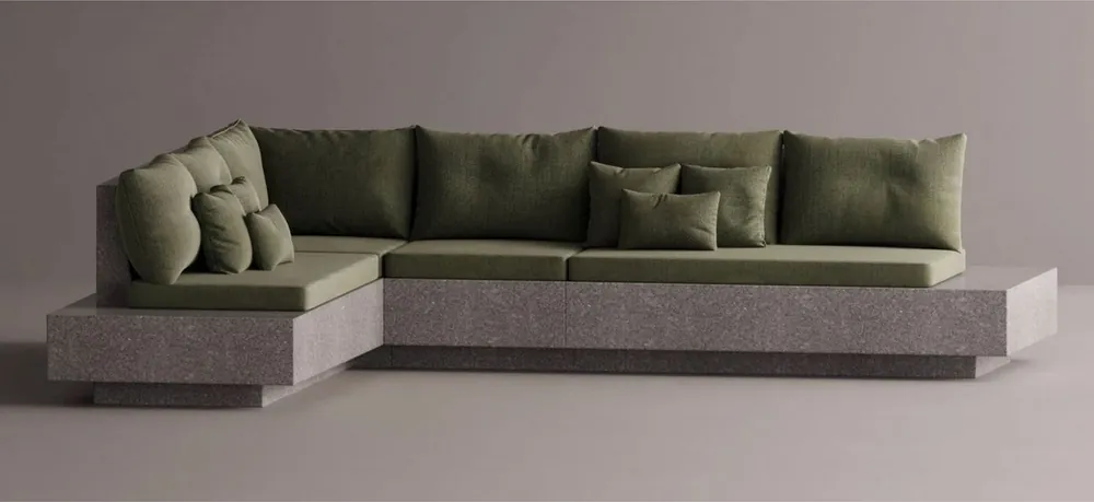Sonderangebot Casa Padrino canapé d'angle de luxe vert / gris 335 x 265 cm - Canapé modulable en béton résistant aux intempéries