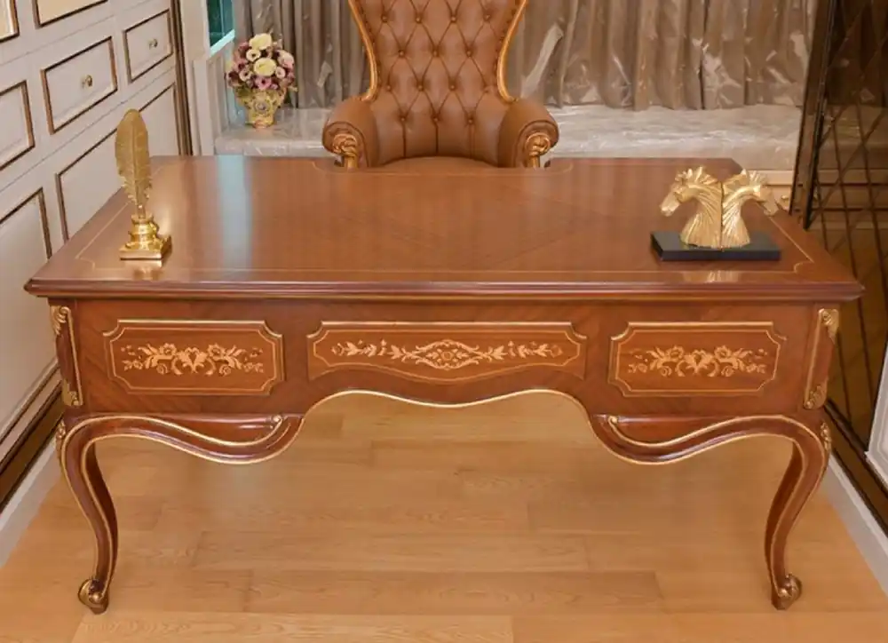 Preisknaller Casa Padrino Bureau Baroque de Luxe Marron / Or 155 cm - Meubles de Bureau Baroque - Fabriqué en Italie