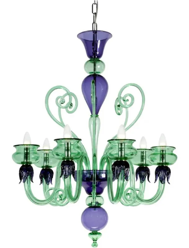 Neu Im Sortiment Casa Padrino lustre baroque de luxe en verre de cristal vert / violet Ø 75 x H. 85 cm - Fabriqué en Italie