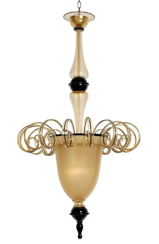 Aktuell Casa Padrino lustre baroque de luxe en verre de cristal or / noir Ø 73 x H. 135 cm - Fabriqué en Italie