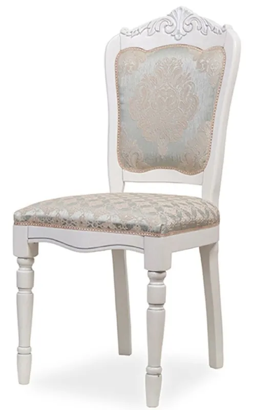 Saisonangebot Casa Padrino chaise de salle à manger baroque de luxe argent / beige / blanc H. 104 cm - Meubles de salle à manger baroques