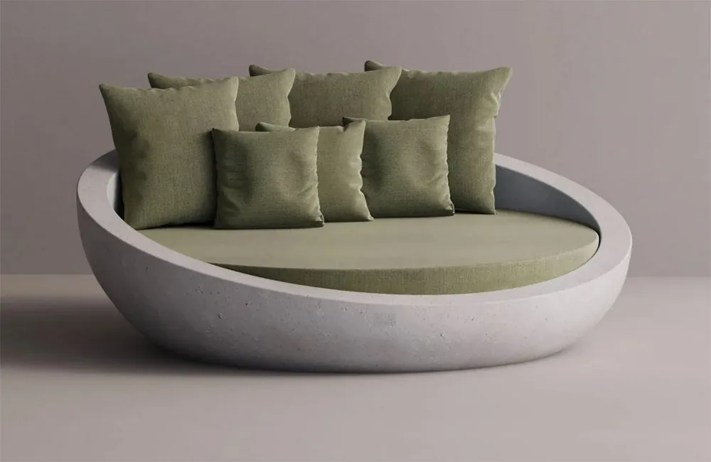 Casa Padrino îlot de couchée de luxe en béton vert / blanc Ø 180 cm - Meubles de jardin et d'hôtel Top-Seller