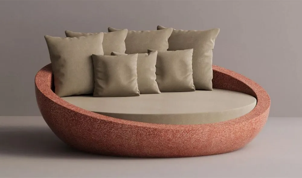 Casa Padrino îlot de couchée de luxe en béton beige / rouge Ø 180 cm - Meubles de jardin et d'hôtel Schnäppchen