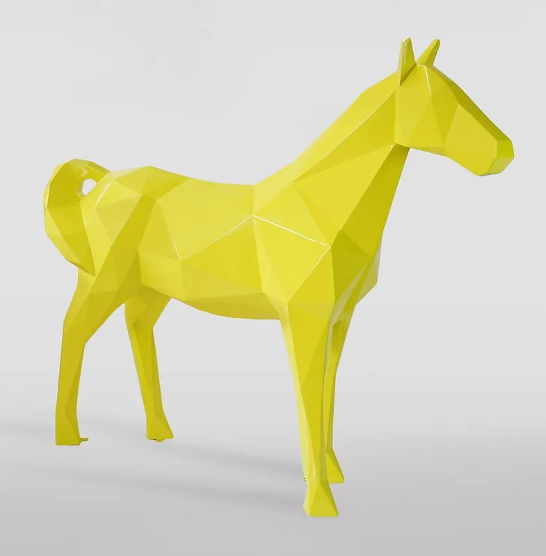 Casa Padrino sculpture décorative XXL cheval jaune 220 x H. 190 cm - Figurine de jardin grandeur nature Mega-Angebot