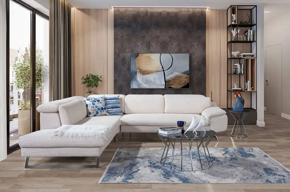 Casa Padrino canapé d'angle de luxe avec dossiers réglables crème / argent 305 x 260 cm Jetzt Kaufen