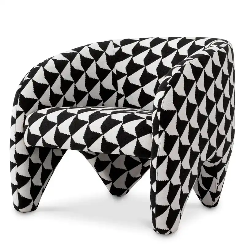 Sonderaktion Casa Padrino fauteuil de luxe avec motif noir / blanc 78 x 78 x H. 72 cm - Meubles de luxe